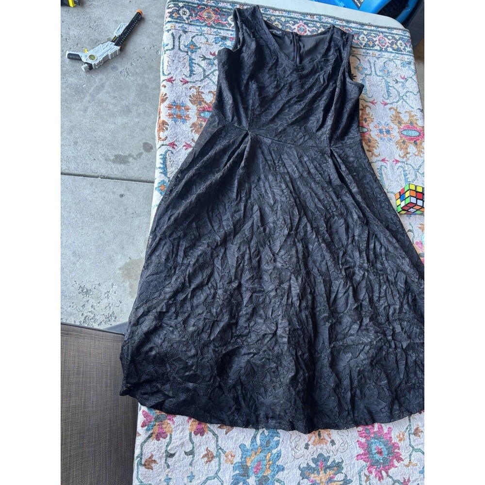 Noctflos Black Sleeveless Lace Fit and Flare Cocktail Dress XL